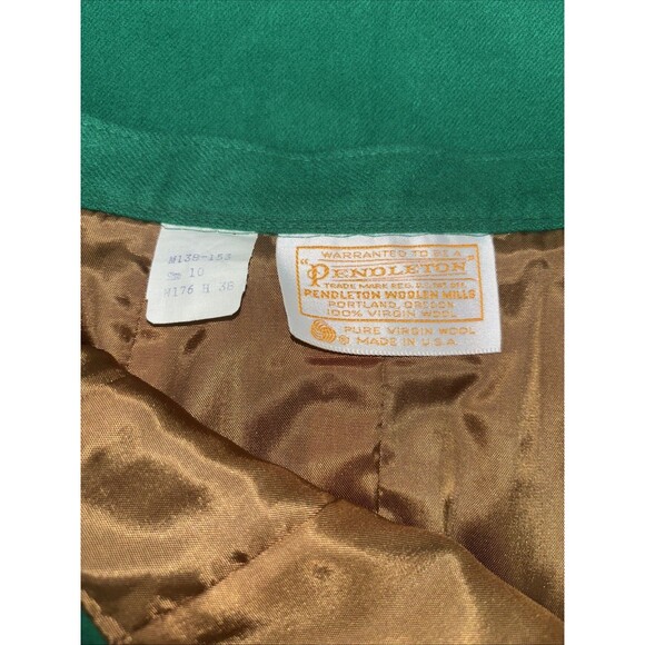 Vintage Pendleton Skirt Womens 10 Green Wool Pockets Midi Modest Preppy - Picture 2 of 7